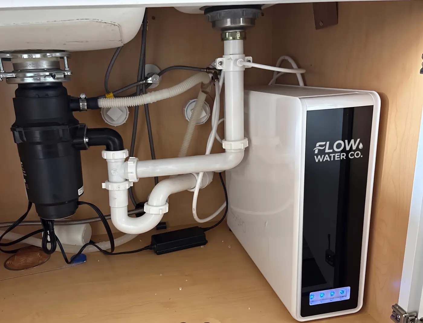 Close-up of a completed reverse osmosis install