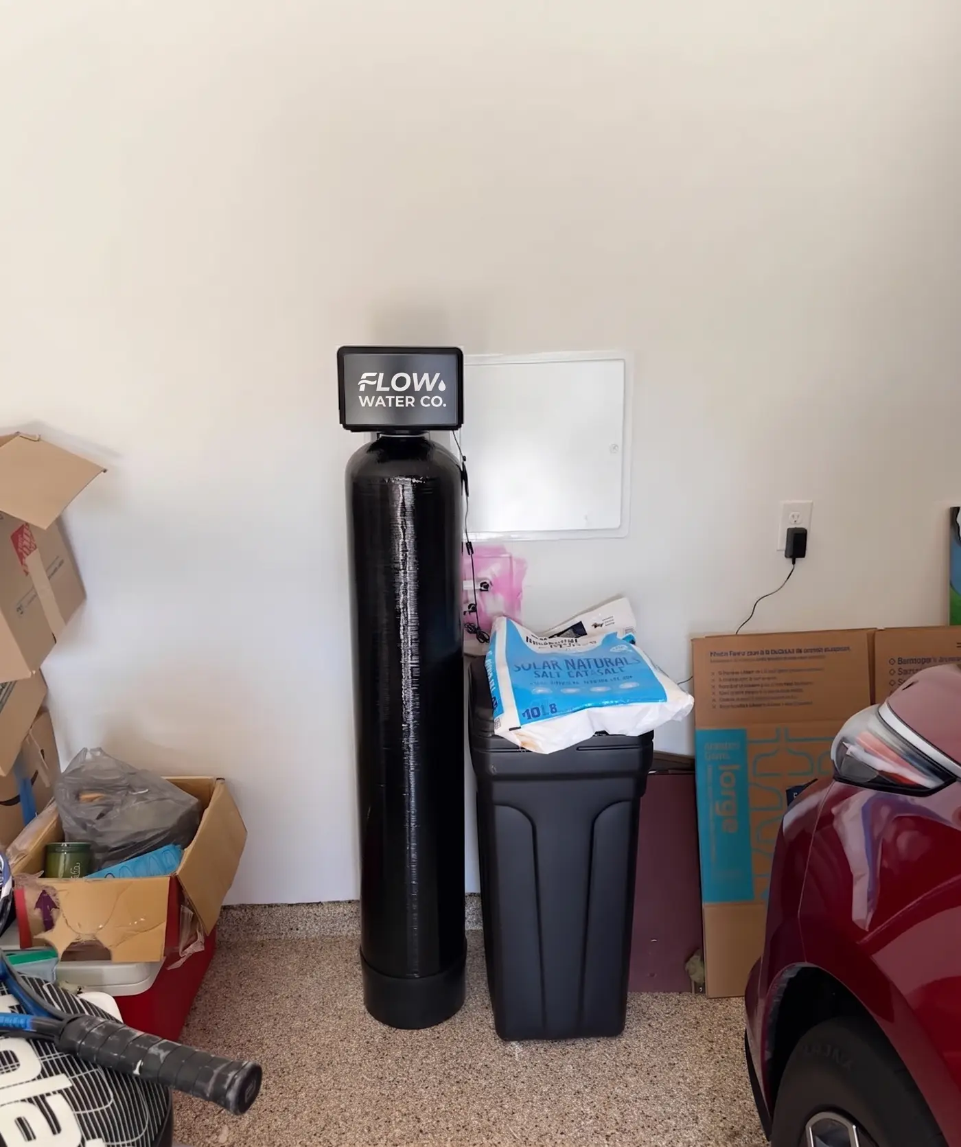Whole-home water softener tank and control valve, freshly installed